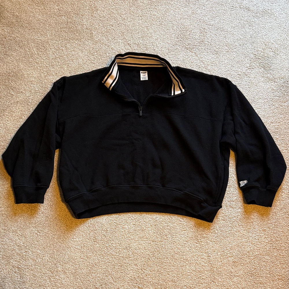 Victoria’s Secret Pink black quarter zip oversized sweatshirt